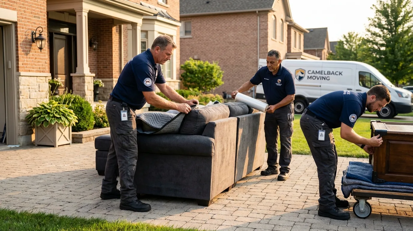 Large estate moving crew wrapping furniture in Manteo, NC